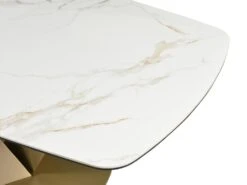 Table à Manger 6 Couverts En Céramique Et Métal - Effet Marbre Blanc Et Doré - PORELIMA De PASCAL MORABITO -Mobilia Boutique table a manger 11199867