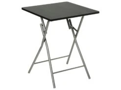 Table Pliante Noir Piétement En Acier Gris PRACTY