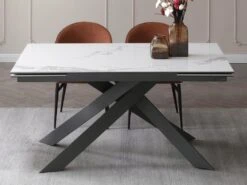 Table à Manger Extensible 6 à 10 Couverts En Céramique Et Métal - Effet Marbre Blanc Et Anthracite - COREMA De Pascal MORABITO 17 Table à Manger Extensible 6 à 10 Couverts En Céramique Et Métal - Effet Marbre Blanc Et Anthracite - COREMA De Pascal MORABITO -Mobilia Boutique table a manger 11200023