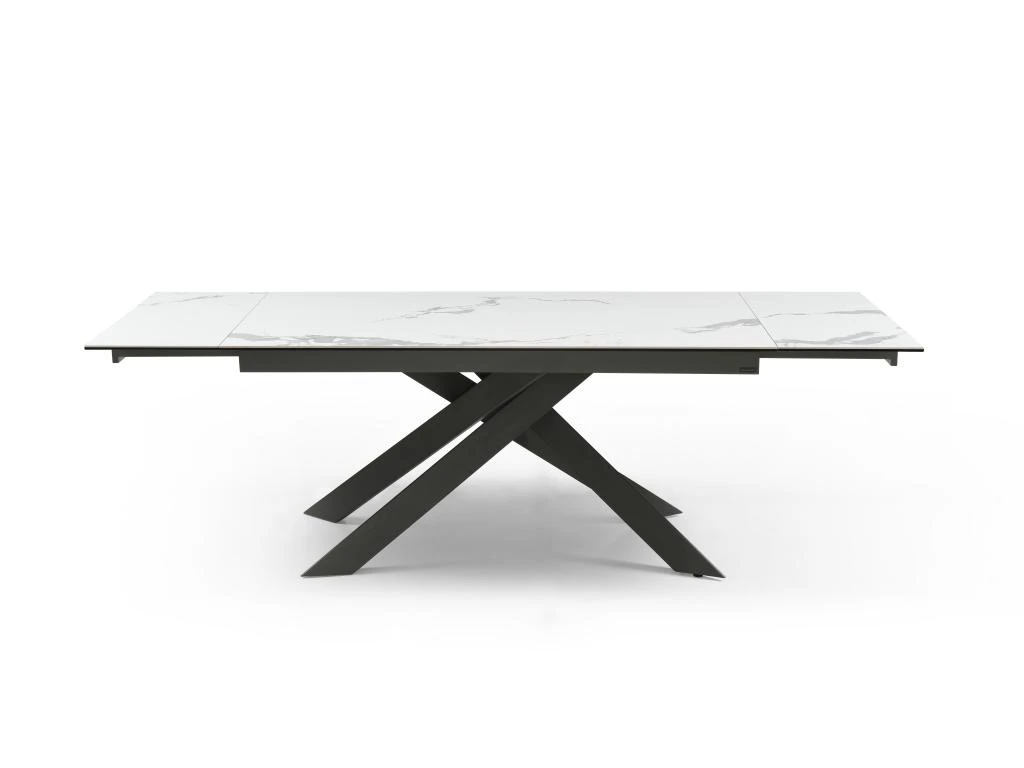 Table à Manger Extensible 6 à 10 Couverts En Céramique Et Métal - Effet Marbre Blanc Et Anthracite - COREMA De Pascal MORABITO 7 Table à Manger Extensible 6 à 10 Couverts En Céramique Et Métal - Effet Marbre Blanc Et Anthracite - COREMA De Pascal MORABITO – Image 5