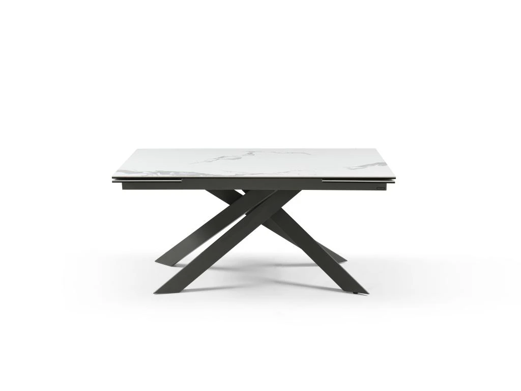Table à Manger Extensible 6 à 10 Couverts En Céramique Et Métal - Effet Marbre Blanc Et Anthracite - COREMA De Pascal MORABITO 8 Table à Manger Extensible 6 à 10 Couverts En Céramique Et Métal - Effet Marbre Blanc Et Anthracite - COREMA De Pascal MORABITO – Image 6