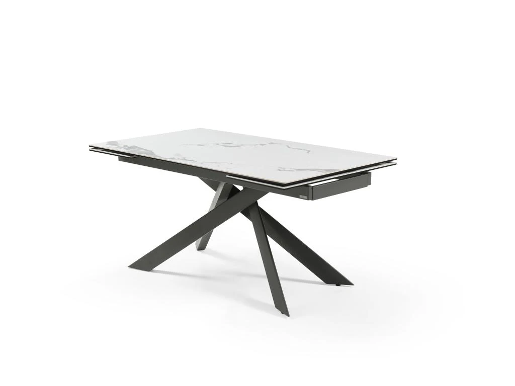 Table à Manger Extensible 6 à 10 Couverts En Céramique Et Métal - Effet Marbre Blanc Et Anthracite - COREMA De Pascal MORABITO 10 Table à Manger Extensible 6 à 10 Couverts En Céramique Et Métal - Effet Marbre Blanc Et Anthracite - COREMA De Pascal MORABITO – Image 8