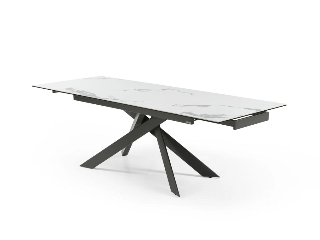 Table à Manger Extensible 6 à 10 Couverts En Céramique Et Métal - Effet Marbre Blanc Et Anthracite - COREMA De Pascal MORABITO 9 Table à Manger Extensible 6 à 10 Couverts En Céramique Et Métal - Effet Marbre Blanc Et Anthracite - COREMA De Pascal MORABITO – Image 7