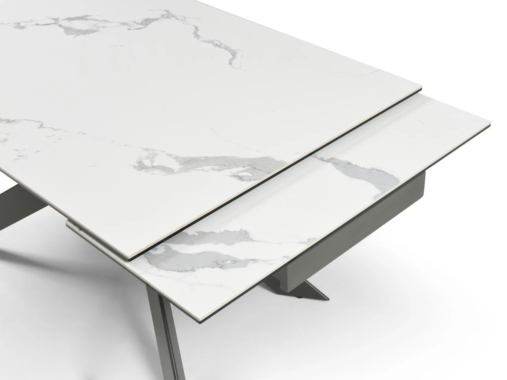 Table à Manger Extensible 6 à 10 Couverts En Céramique Et Métal - Effet Marbre Blanc Et Anthracite - COREMA De Pascal MORABITO 12 Table à Manger Extensible 6 à 10 Couverts En Céramique Et Métal - Effet Marbre Blanc Et Anthracite - COREMA De Pascal MORABITO – Image 10