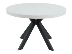 Table à Manger Extensible 4 à 8 Couverts En MDF Et Acier - Blanc Laqué Et Noir - KOMONI -Mobilia Boutique table a manger 11237473
