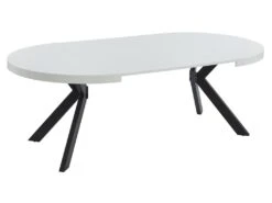 Table à Manger Extensible 4 à 8 Couverts En MDF Et Acier - Blanc Laqué Et Noir - KOMONI -Mobilia Boutique table a manger 11237475