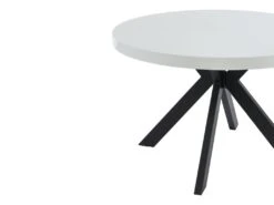 Table à Manger Extensible 4 à 8 Couverts En MDF Et Acier - Blanc Laqué Et Noir - KOMONI -Mobilia Boutique table a manger 11237481