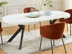 Table à Manger Extensible 4 à 8 Couverts En MDF Et Acier - Blanc Laqué Et Noir - KOMONI -Mobilia Boutique table a manger 11237503