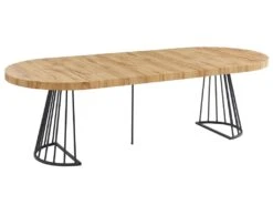 Table à Manger Extensible 2 à 12 Couverts En MDF Et Acier - Naturel Et Noir - FIRELA -Mobilia Boutique table a manger 11577089