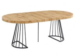 Table à Manger Extensible 2 à 12 Couverts En MDF Et Acier - Naturel Et Noir - FIRELA -Mobilia Boutique table a manger 11577091