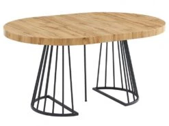 Table à Manger Extensible 2 à 12 Couverts En MDF Et Acier - Naturel Et Noir - FIRELA -Mobilia Boutique table a manger 11577093