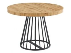 Table à Manger Extensible 2 à 12 Couverts En MDF Et Acier - Naturel Et Noir - FIRELA -Mobilia Boutique table a manger 11577095
