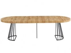 Table à Manger Extensible 2 à 12 Couverts En MDF Et Acier - Naturel Et Noir - FIRELA -Mobilia Boutique table a manger 11577101