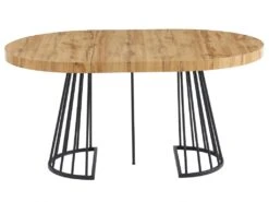 Table à Manger Extensible 2 à 12 Couverts En MDF Et Acier - Naturel Et Noir - FIRELA -Mobilia Boutique table a manger 11577105