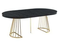 Table à Manger Extensible 2 à 12 Couverts En MDF Et Acier - Noir Et Doré - FIRELA -Mobilia Boutique table a manger 11577689