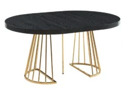 Table à Manger Extensible 2 à 12 Couverts En MDF Et Acier - Noir Et Doré - FIRELA -Mobilia Boutique table a manger 11577691