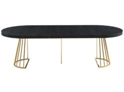Table à Manger Extensible 2 à 12 Couverts En MDF Et Acier - Noir Et Doré - FIRELA -Mobilia Boutique table a manger 11577699