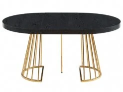 Table à Manger Extensible 2 à 12 Couverts En MDF Et Acier - Noir Et Doré - FIRELA -Mobilia Boutique table a manger 11577703