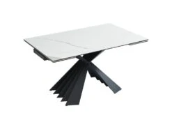Table à Manger Extensible 4 à 8 Couverts En Céramique Et Métal - Effet Marbre Blanc Et Noir - BEKIM De Pascal MORABITO -Mobilia Boutique table a manger 12496229