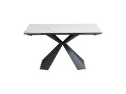 Table à Manger Extensible 4 à 8 Couverts En Céramique Et Métal - Effet Marbre Blanc Et Noir - BEKIM De Pascal MORABITO -Mobilia Boutique table a manger 12496237