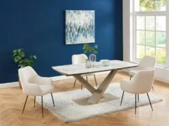 Table à Manger Extensible 6 à 10 Couverts En Céramique Et Métal - Effet Marbre Blanc Et Beige - MALATA De Pascal MORABITO 15 Table à Manger Extensible 6 à 10 Couverts En Céramique Et Métal - Effet Marbre Blanc Et Beige - MALATA De Pascal MORABITO -Mobilia Boutique table a manger 12508607