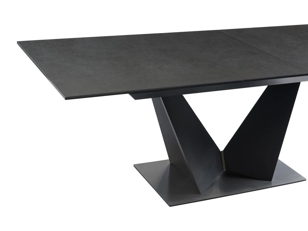 Table à Manger Extensible 6 à 8 Couverts En Céramique Et Métal - Gris Anthracite Et Noir - OLETIA De Pascal MORABITO 13 Table à Manger Extensible 6 à 8 Couverts En Céramique Et Métal - Gris Anthracite Et Noir - OLETIA De Pascal MORABITO – Image 11
