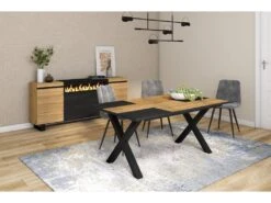 Table à Manger, 8 Personnes, 170, Robuste,stable, Structure Et Pieds Solides, Chêne/noir -Mobilia Boutique table a manger 12578261