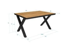 Table à Manger, 6 Personnes, 140, Robust, Structure Stable, Pieds Solides, Chêne Et Noir -Mobilia Boutique table a manger 12578969