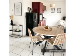 Table à Manger TILKI - 4 Couverts - MDF & Métal - Chêne Et Noir -Mobilia Boutique table a manger 12583861