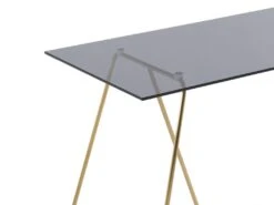 Table à Manger 4 Couverts En Verre Trempé Et Acier Inoxydable - Gris Et Doré - VABOLI -Mobilia Boutique table a manger 12593297