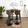 TIANO - Ensemble Table Haute Effet Bois + 4 Tabourets Camel -Mobilia Boutique table a manger 12600063