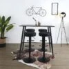 TIANO - Pack Table Haute Effet Bois + 4 Tabourets Réglables Noirs -Mobilia Boutique table a manger 12600069