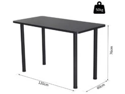 HOMCOM Table à Manger Style Contemporain 4 Personnes Dim. 120L X 60l X 76H Cm Panneaux Particules Acier Inoxydable Noir -Mobilia Boutique table a manger 12619675