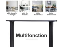 HOMCOM Table à Manger Style Contemporain 4 Personnes Dim. 120L X 60l X 76H Cm Panneaux Particules Acier Inoxydable Noir -Mobilia Boutique table a manger 12619677