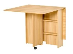 Table De Cuisine Salon Pliable Mobile Sur Roulettes 140L X 80l X 74H Cm 2 étagères Intégrées Coloris Chêne -Mobilia Boutique table a manger 12619717