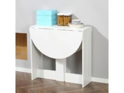 HOMCOM Table Pliable De Cuisine Salle à Manger 2 Abattants - Table Ovale Extensible - Panneaux Particules Blanc -Mobilia Boutique table a manger 12619727