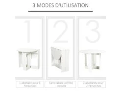 HOMCOM Table Pliable De Cuisine Salle à Manger 2 Abattants - Table Ovale Extensible - Panneaux Particules Blanc -Mobilia Boutique table a manger 12619729