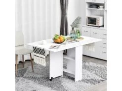 HOMCOM Table De Cuisine Salle A Manger Pliable Amovible Tres Pratique En Panneaux De Particules