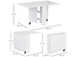 HOMCOM Table De Cuisine Salle A Manger Pliable Amovible Tres Pratique En Panneaux De Particules -Mobilia Boutique table a manger 12619735