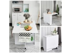 HOMCOM Table De Cuisine Salle A Manger Pliable Amovible Tres Pratique En Panneaux De Particules -Mobilia Boutique table a manger 12619737