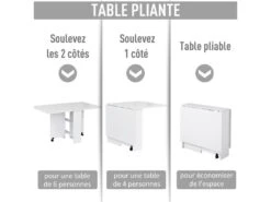 HOMCOM Table De Cuisine Salle A Manger Pliable Amovible Tres Pratique En Panneaux De Particules -Mobilia Boutique table a manger 12619739