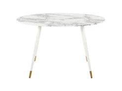 Table à Manger Effet Marbre Et Blanc 120 X 70 Cm GUTIERE -Mobilia Boutique table a manger 12652779