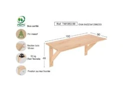 Table Murale En Pin Massif Kit Line -Mobilia Boutique table a manger 12806405