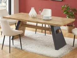 Table à Manger 8 Couverts En MDF - Naturel Et Anthracite - MILATU -Mobilia Boutique table a manger 12873605