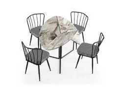 Table De Salle À Manger Ganges Ronde Dotée De Pieds Métalliquesen Couleur Pin Atlantique, Dimensions 100 X72 X 100 Cm -Mobilia Boutique table a manger 12988573