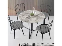 Table De Salle À Manger Ganges Ronde Dotée De Pieds Métalliquesen Couleur Pin Atlantique, Dimensions 100 X72 X 100 Cm -Mobilia Boutique table a manger 12988575