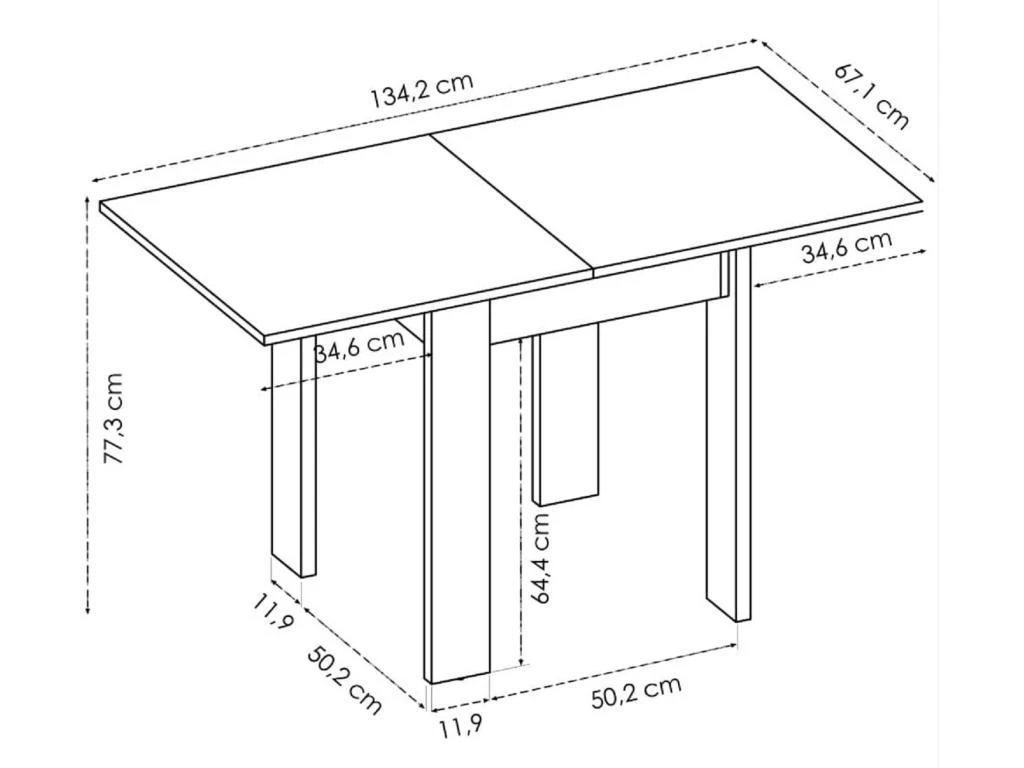 Table Extensible En Panneaux De Particules Mélaminés Coloris Chêne - Longueur 67.1-134.2 X Profondeur 67.1 X Hauteur 77.3-79.2 Cm 6 Table Extensible En Panneaux De Particules Mélaminés Coloris Chêne - Longueur 67.1-134.2 X Profondeur 67.1 X Hauteur 77.3-79.2 Cm – Image 4