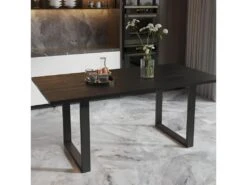 Table à Manger Design Bois Massif NIKO - Table Rectangulaire Noir 200x100 -Mobilia Boutique table a manger 13160063