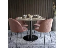 Bolzano - Table à Manger Ronde Effet Marbre ø110cm - Couleur - Blanc -Mobilia Boutique table a manger 13297791