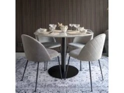 Bolzano - Table à Manger Ronde Effet Marbre ø110cm - Couleur - Blanc -Mobilia Boutique table a manger 13297795